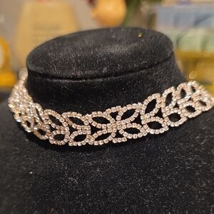 Source Unknown Sparkling Crystal Link Choker - Gold